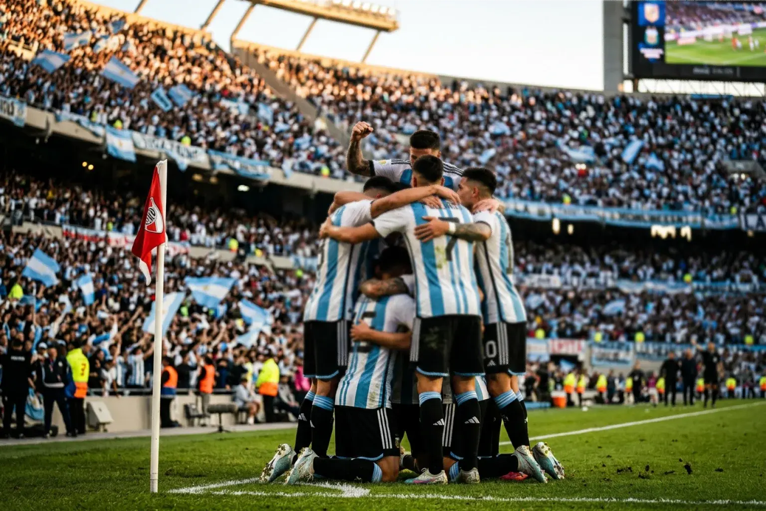 Argentinska reprezentacija na Svjetskom prvenstvu 2026 — igrači u plavo-bijelim dresovima slave pogodak